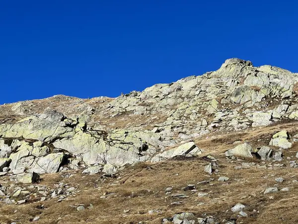 Pietre Rocce Autunno Ambiente Alpino Svizzero Nella Zona Montuosa Del — Foto Stock