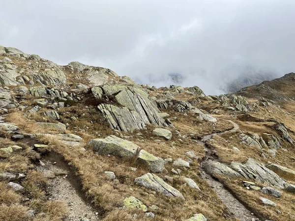 Rutas Senderismo Rutas Montañismo Entorno Alpino Suizo Otoño Zona Montañosa —  Fotos de Stock