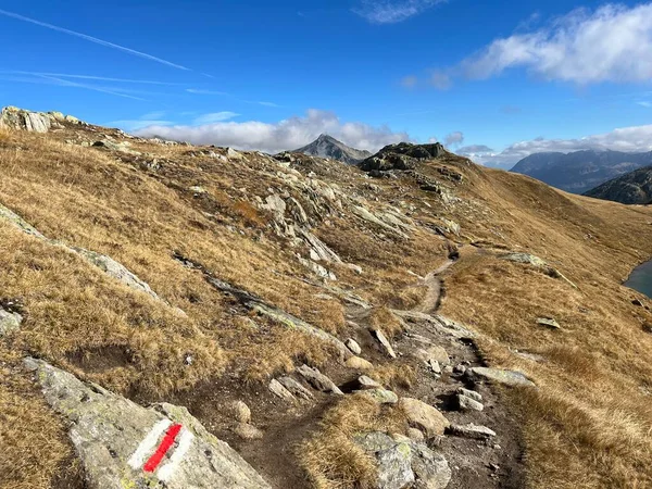 Trilhas Para Caminhadas Rotas Alpinismo Outono Ambiente Alpino Suíço Área — Fotografia de Stock