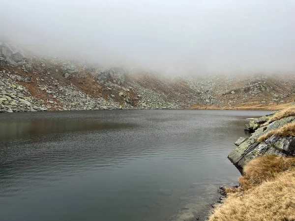 Ambiance Automnale Mystique Sur Lac Alpin Lago Orsino Dans Région — Photo