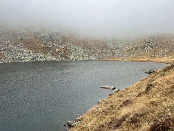 Ambiance Automnale Mystique Sur Lac Alpin Lago Orsino Dans Région — Photo