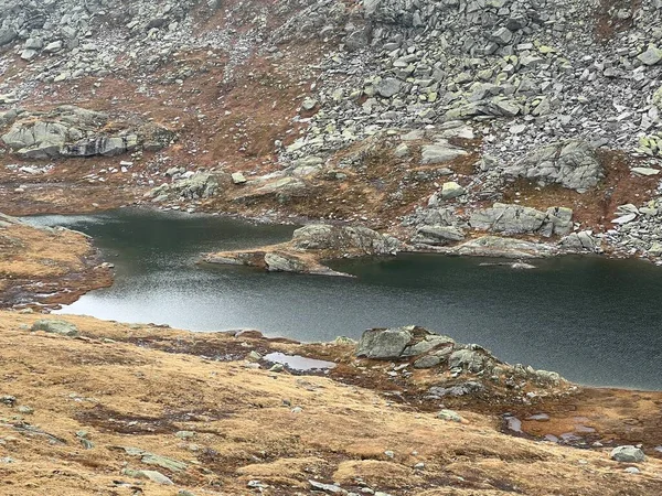 Utsikt Över Den Alpina Sjön Laghi Orsirora Höst Atmosfär Det — Stockfoto