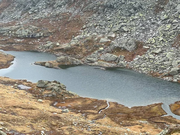 Utsikt Över Den Alpina Sjön Laghi Orsirora Höst Atmosfär Det — Stockfoto