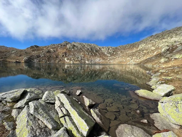 Crystal Clear Alpine Lakes Laghi Orsirora Beautiful Autumn Day Mountainous — Stock Photo, Image