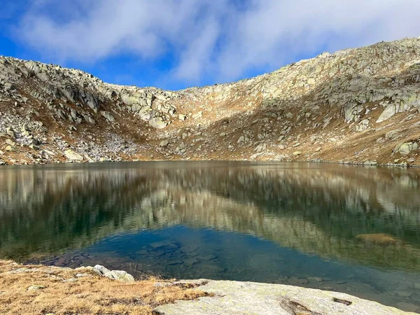 Crystal Clear Alpine Lakes Laghi Orsirora Beautiful Autumn Day Mountainous — Stock Photo, Image