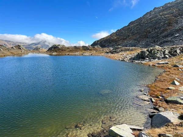 Principios Otoño Los Lagos Alpinos Laghi Della Valletta Zona Montañosa — Foto de Stock