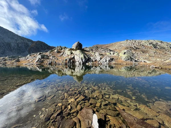 Early Autumn Alpine Lakes Laghi Della Valletta Mountainous Area Gotthard — Stock Photo, Image