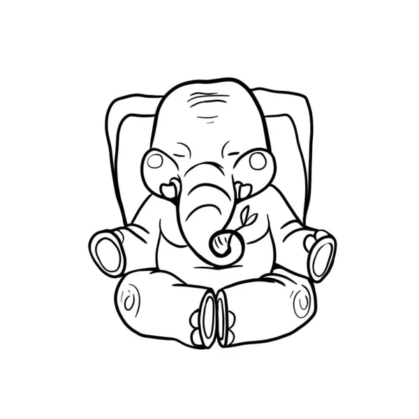 Dessin Animé Éléphant Assis Asana Position Lotus Mode Vie Sain — Photo