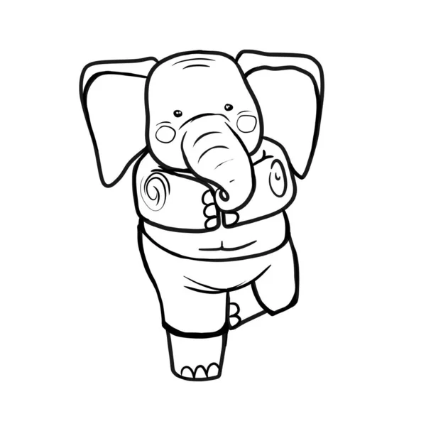 Elefante Pose Árbol Assana Yoga Estilo Vida Saludable Personaje Dibujos — Foto de Stock