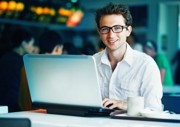 With laptop — Stock Photo, Image
