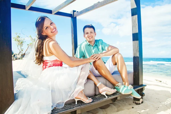 Casal no dia do casamento em Bali — Fotografia de Stock