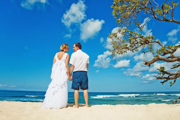 Giorno del matrimonio vicino all'oceano — Foto Stock