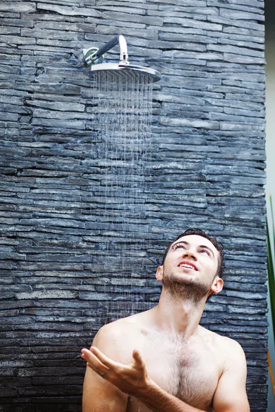 Man washing in shower — Stock Photo, Image