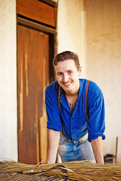 Farmer near his house — Stock Photo, Image