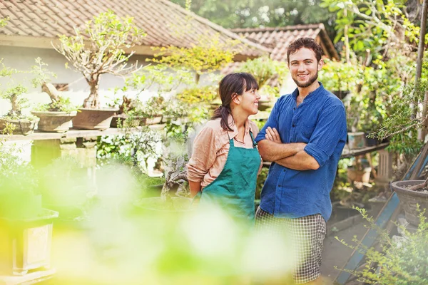 Family of professional gardeners — Stock Photo, Image