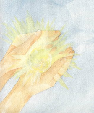 Sihirli ışık topu ellerinde, ateş topu avuçlarında