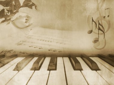 Music background - vintage piano design clipart