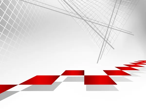 赤の正方形 - 建築設計の抽象的な灰色の背景 — ストックベクタ