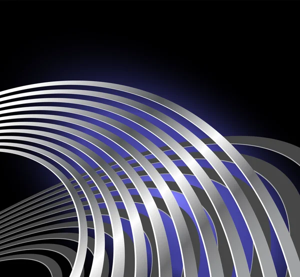 Abstrakt svart bakgrund med silver linjer - radiovågor - ljudvågor — Stock vektor