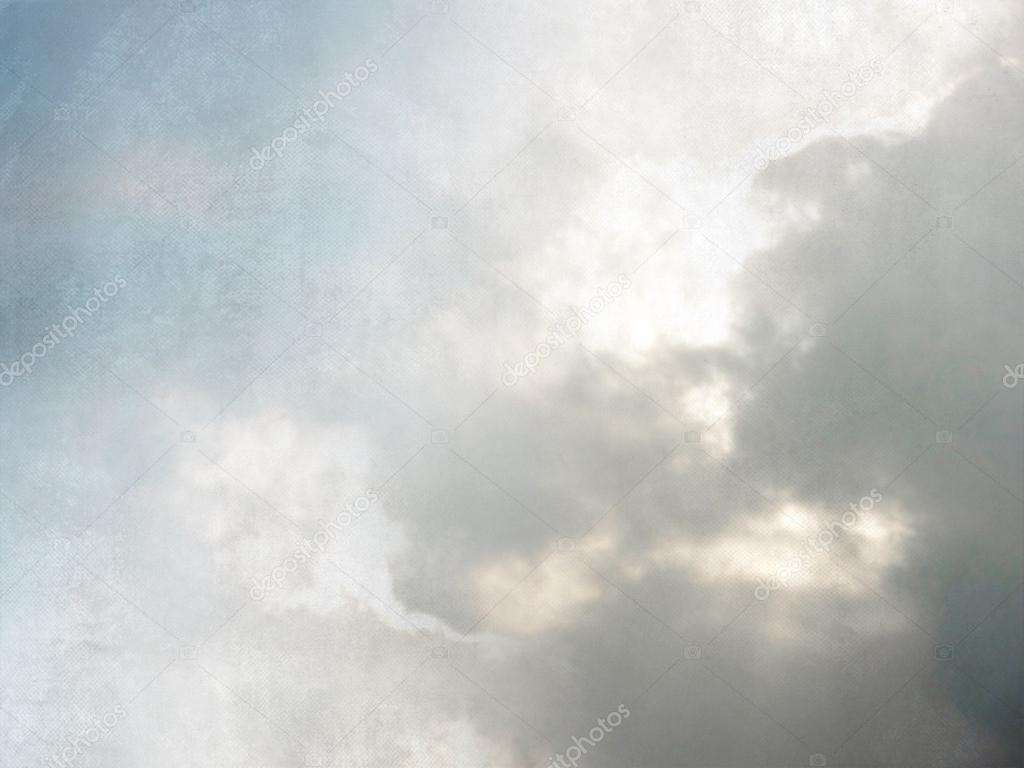 Vintage clouds - soft grunge sky background - sunburst