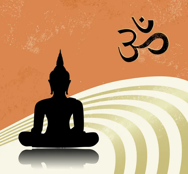 Bouddha grunge et symbole OM — Image vectorielle