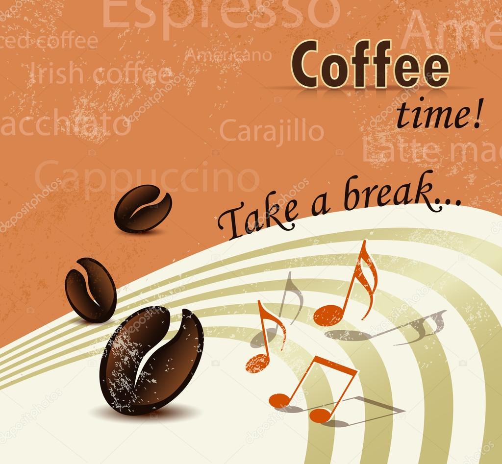 Retro coffee break poster - menu brochure design