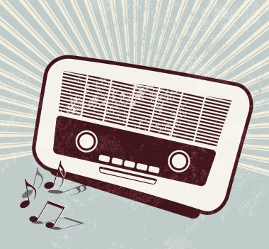 Retro poster - eski radyo - müzik şablonu
