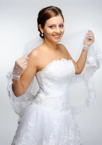 Redhead bride portrait in studio — Stock Photo, Image