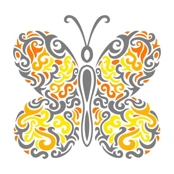 Abstracto Mehndi mariposa - ilustración vectorial — Archivo Imágenes Vectoriales