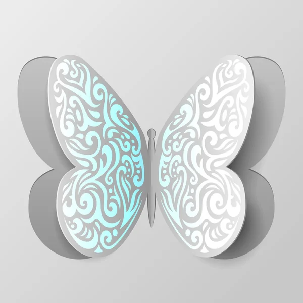 Farfalla astratta di carta con ornamento tribale — Vettoriale Stock