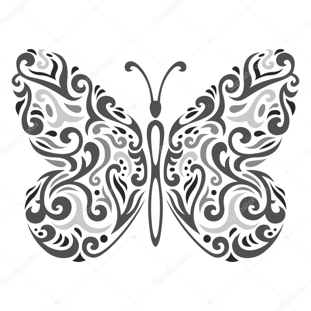 Abstract Mehndi butterfly - vector illustration