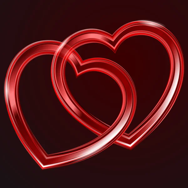 Abstract two shiny heart's shapes — Stock Vector
