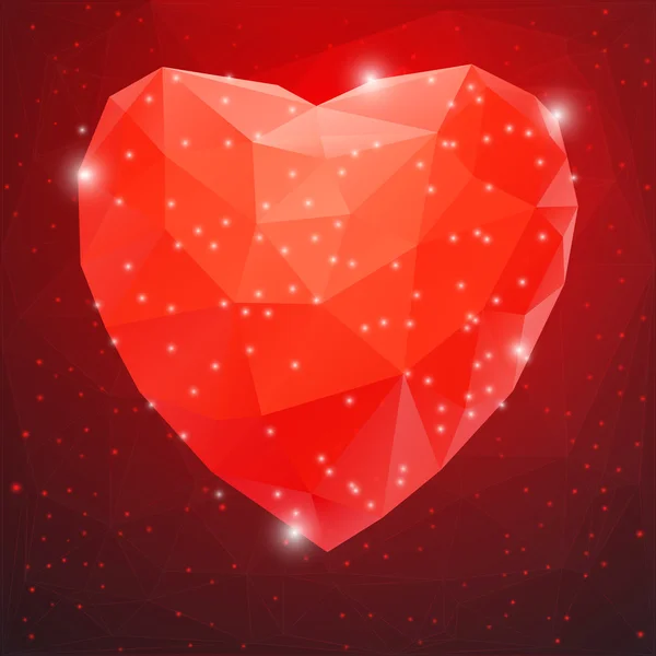 Big Red Shiny Diamond Heart — Stock Vector