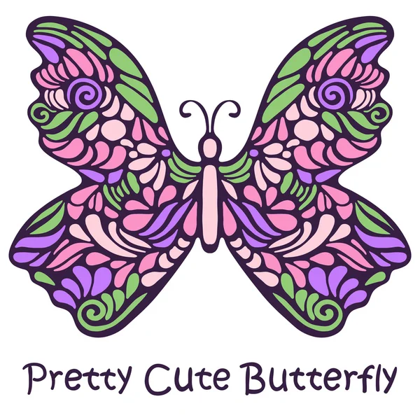 Pretty Cute Hand Drawn Butterfly — Stock Vector