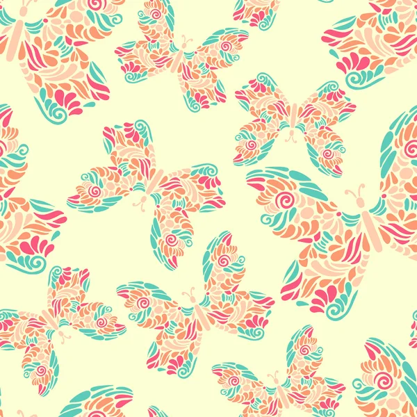 Hermosas mariposas dibujadas a mano — Vector de stock