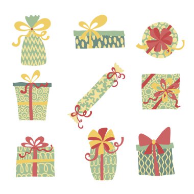 El Çizimi Hediye Kutusunun Vektör İllüstrasyonu