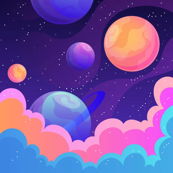 Seamless Background Planets — Stock Vector
