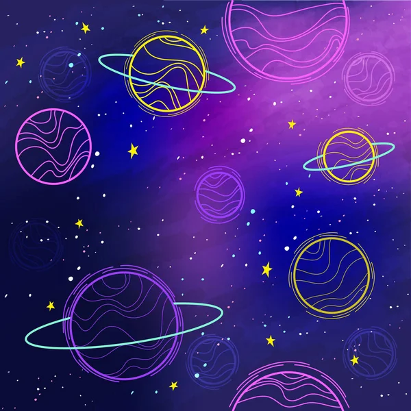 Seamless Background Planets — Stock Vector