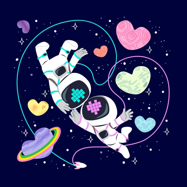 Illustration Astronaute Amoureux — Image vectorielle