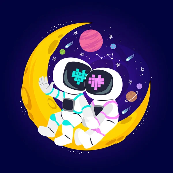 Illustration Astronaute Amoureux — Image vectorielle