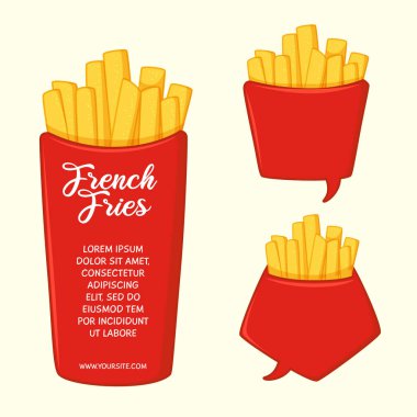 Patates kızartması koleksiyonu konuşma kabarcıkları vektörü