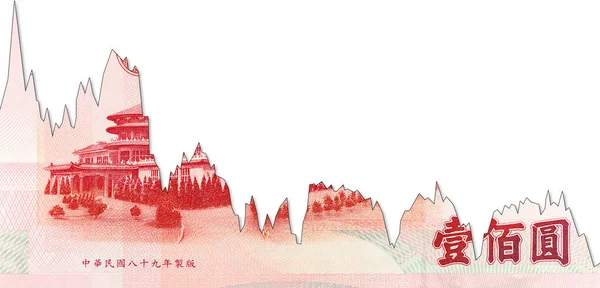 Gráfico Declínio Nota Bancária 100 Taiwan Dollar Indicando Taxa Câmbio — Fotografia de Stock