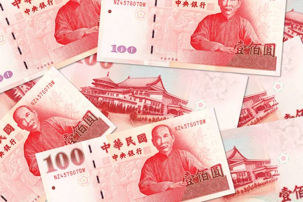 Asi 100 Taiwanských Dolarových Bankovek Smíšených — Stock fotografie