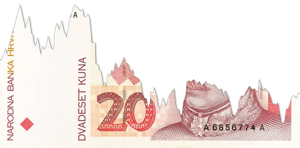 Croatian Kuna Bank Note Obverse Decline Graph Indicating Exchange Rate — стокове фото
