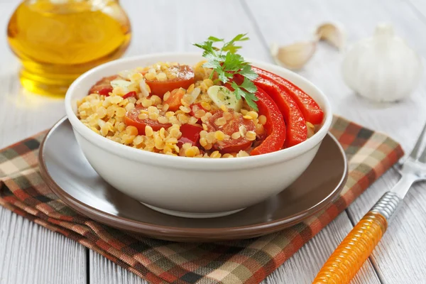 Red lentils with vegetables — Stock Photo, Image