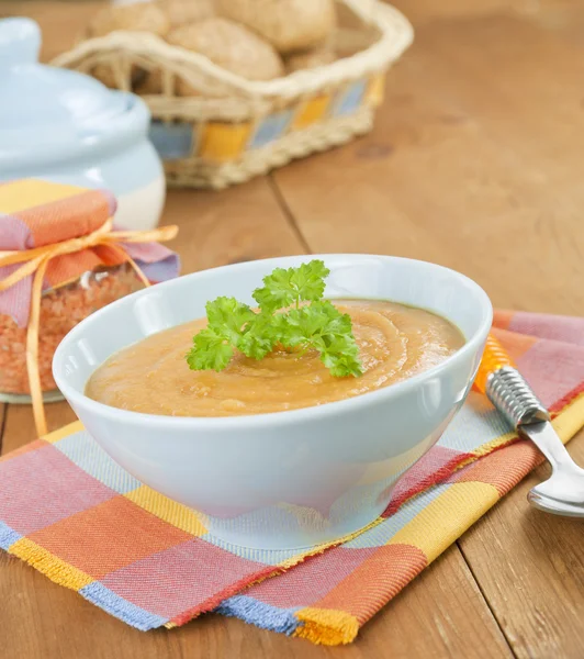クリーム スープ赤レンズ豆 — ストック写真