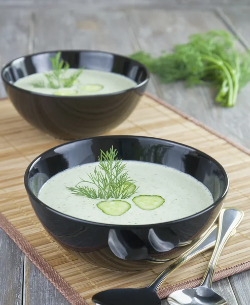 Сold soup with cucumber and yogurt — Stock Photo, Image