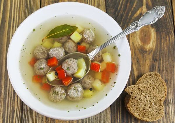 Soup with meatballs — Stock Photo, Image