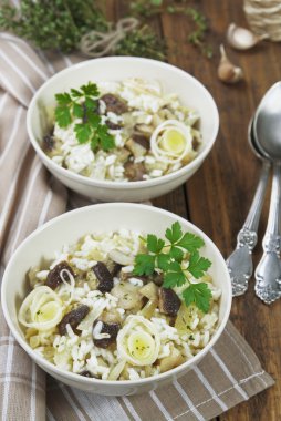 Risotto mantar ve pırasa