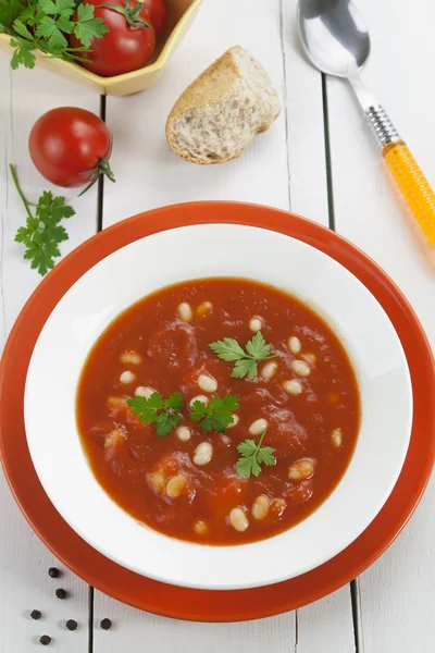 Paradicsom leves, fehér bab — Stock Fotó